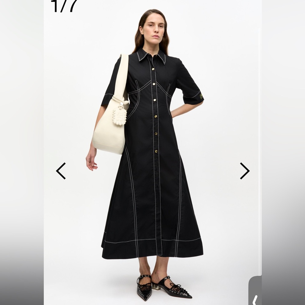 This Black Cotton Poplin Shirt Dress